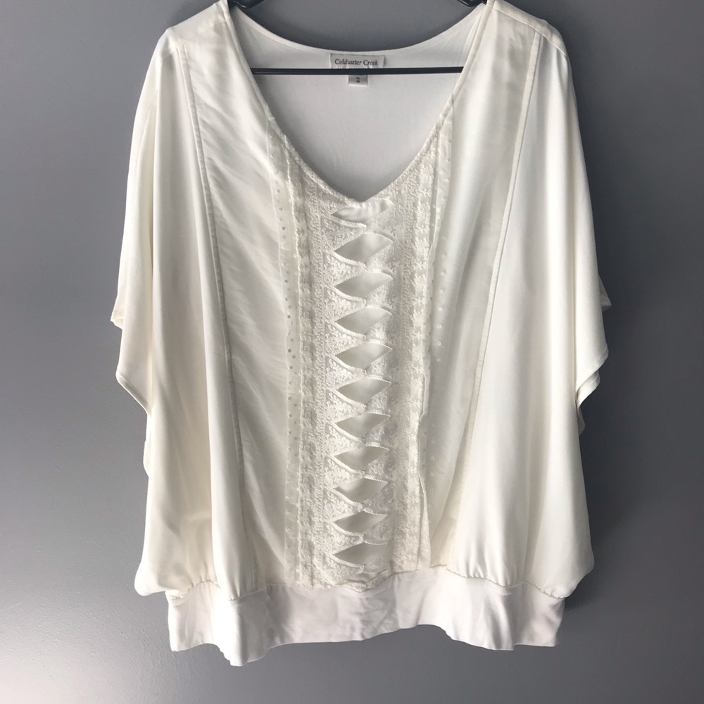 Ivory Coldwater Creek 1X Blouse